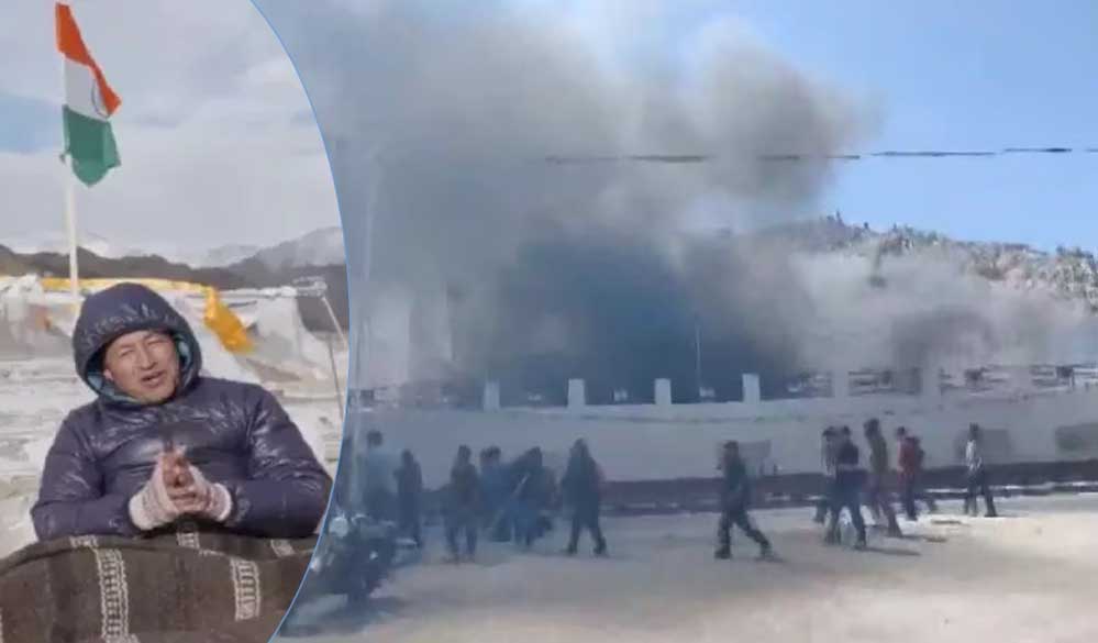 लद्दाख में असंतोष गहराया: लेह में आगजनी, सोनम वांगचुक की भूख हड़ताल के बीच प्रदर्शनकारियों का उग्र रूप