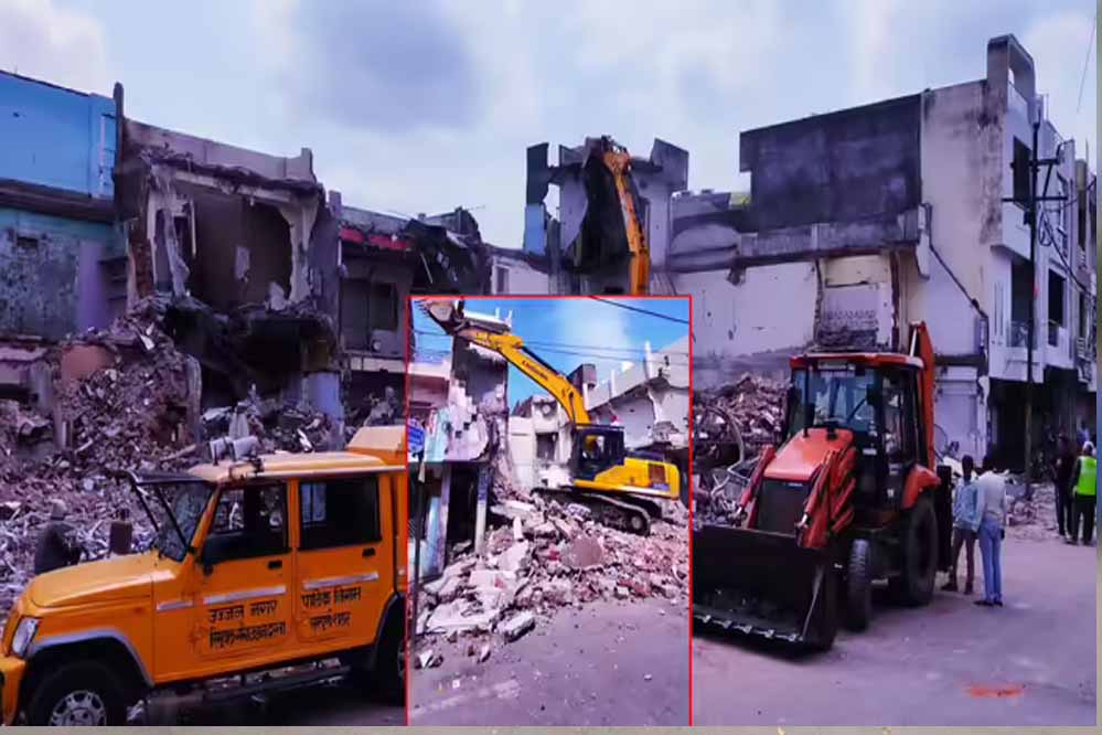 महाकाल मंदिर क्षेत्र में बुलडोजर की सख्ती, बेगम बाग के 11 अवैध निर्माण हटाए गए