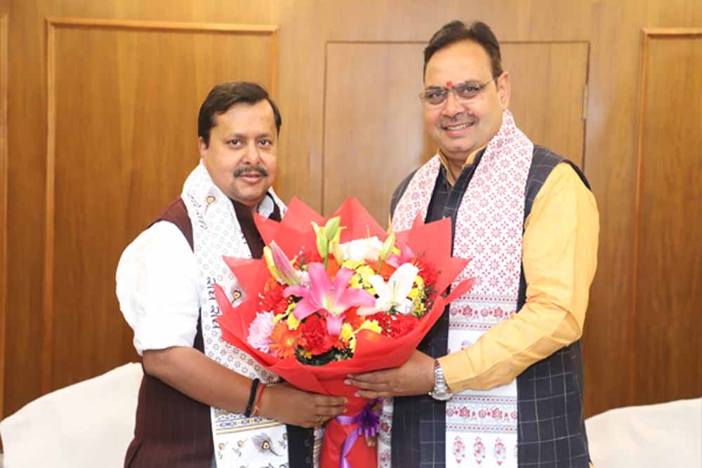 मुख्यमंत्री भजनलाल शर्मा ने भाजपा के राष्ट्रीय कार्यकारी अध्यक्ष नितिन नबीन से की शिष्टाचार भेंट