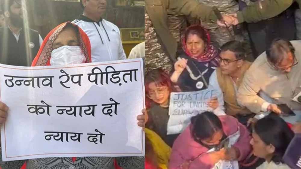 उन्नाव रेप मामला: जंतर-मंतर पर प्रदर्शन के बीच BJP जिंदाबाद के नारे, पीड़िता की मां बेहोश