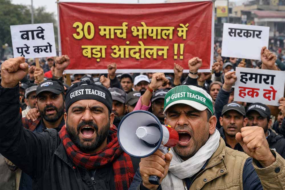 वादा निभाओ या आंदोलन झेलो! MP गेस्ट टीचर्स ने 30 मार्च को भोपाल में बड़े प्रदर्शन की दी चेतावनी