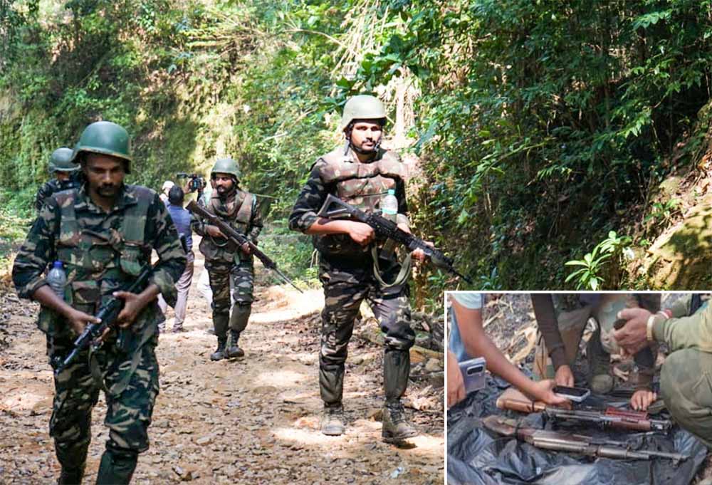नक्सलियों पर सर्जिकल एक्शन: जंगल में छिपा हथियारों का जखीरा मिला, कई घातक हथियार जब्त
