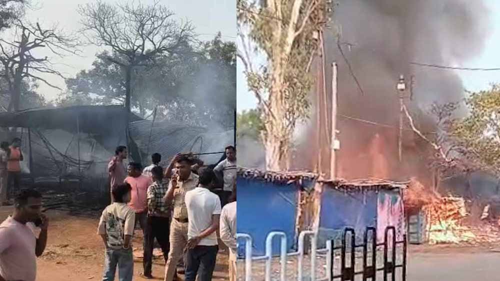 बलौदा बाजार में आग का तांडव: बंदरों के कारण शॉर्ट सर्किट, दुकानों में लगी भीषण आग