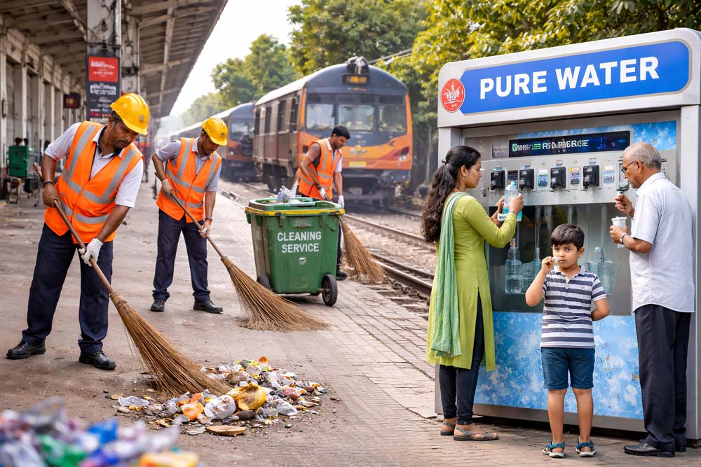 यात्रियों को राहत: रेलवे की पहल से स्टेशनों और कॉलोनियों में मिलेगा साफ पानी, सफाई पर जोर