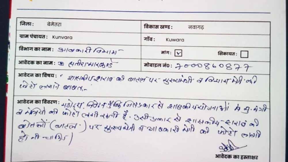 शराब की बोतलों पर नेताओं की फोटो लगाने की मांग से मचा बवाल, वायरल हुई आवेदन कॉपी