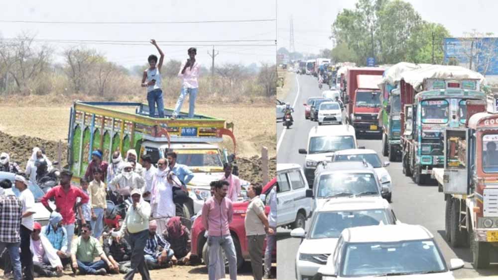 ताले ने बढ़ाई किसानों की नाराजगी, विदिशा में NH-146 पर थमा ट्रैफिक, 3 KM तक लगी कतार