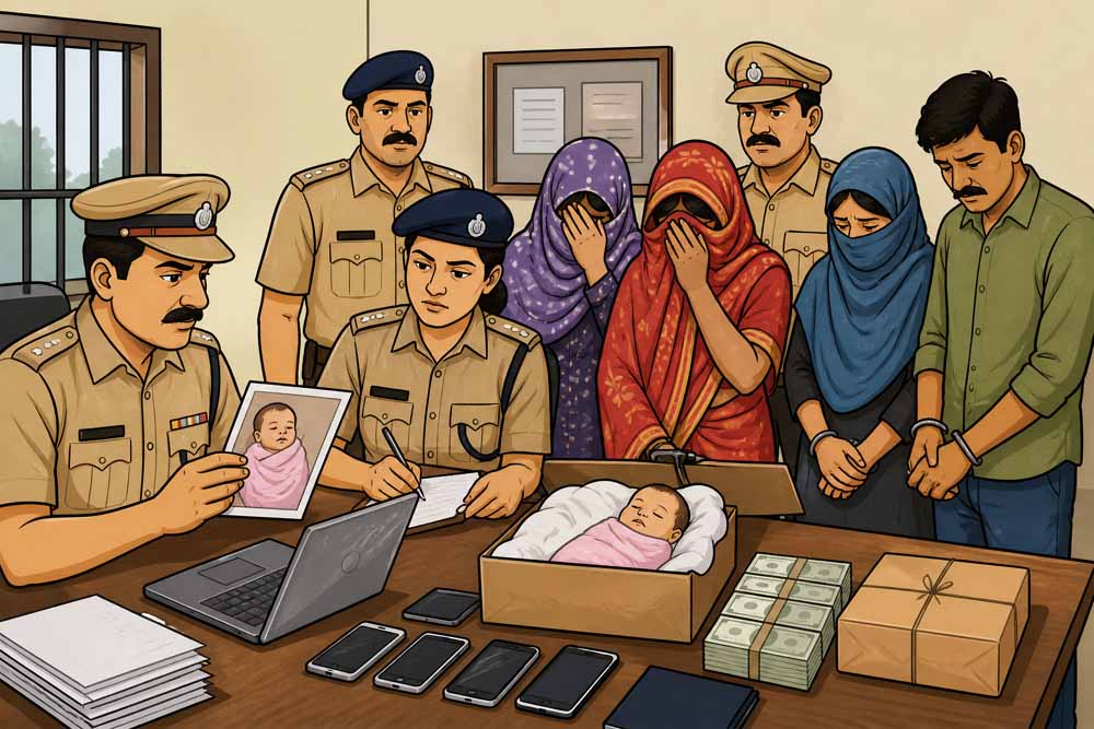 लावारिस मिली मासूम बालिका से खुला मानव तस्करी का संगठित रैकेट  6 आरोपी गिरफ्तार