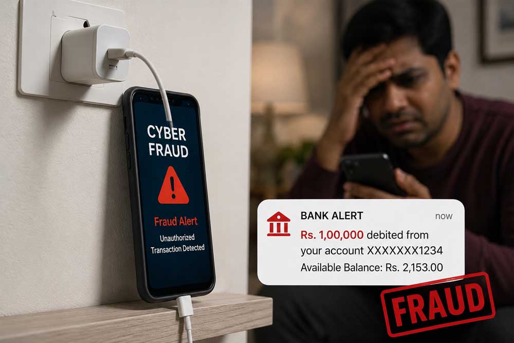 चार्जिंग पर फोन लगाते ही साइबर फ्रॉड, भोपाल में युवक के खाते से निकले ₹1 लाख