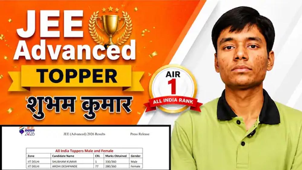 दो दोस्तों ने रचा इतिहास! JEE Advanced 2026 में शुभम-कबीर ने हासिल की AIR 1 और 2, देशभर में चर्चा